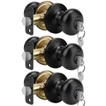 Goldenwarm Keyed-alike Black Exterior Door Knob With Lock And Key, Front. Fixed Price $67.59.