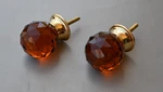 Vtg Amber Honey Round Cut Glass Door Drawer Knob Handle Pull 2" 2PC. Fixed Price $39.00.
