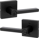 Kwikset Halifax Entry Door Handle With Lock Key, Square, Matte Black. Fixed Price $102.29.