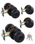 Gitrang 2 Pack Keyed Deadbolt Door Knob Set Matte Black Front Entrance Lock. Fixed Price $83.89.