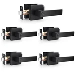 Probrico 5 Pack Black Square Door Handles Zinc Heavy Duty Privacy Lever Keyless. Fixed Price $127.04.