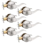 Knobwell 6 Pack Passage Door Handles Brushed Nickel Interior Wave Style Keyless. Fixed Price $125.98.