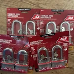 Lot Of Ace Hardware Stainless Steel Body Shackle Padlock 1 3/4 5007598. Fixed Price $40.00.