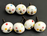 Polka Dot Ceramic Drawer Pulls Cabinet Knobs Set Of 7 Mount Screw 1.5" Wide. Fixed Price $16.00.
