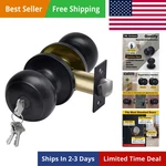 Matte Black Keyed Entry Door Knob For Entrance, Exterior And Interior Use, Ro.... Fixed Price $22.99.