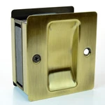 Passage Sliding Pocket Door Lock 2.75 X 2.5" Antique Brass, Taymor 25-PH590AB. Fixed Price $6.99.
