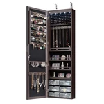 Wall Door Mounted Led Mirror Jewelry Cabinet Home Organizer W/6 Drawers Brown. Fixed Price $99.99.