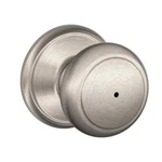 Schlage Andover Privacy Door Knob Set, Georgian Trim, Satin Nickel. Fixed Price $10.85.