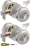 2 Pack Keyed Entry Door Knob Set, All Same Exterior And Interior Stainless. Fixed Price $33.95.