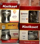 Kwikset Smart New Dead Bolt & Keyed Entry Satin Nickle Pair. Fixed Price $44.95.