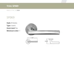 Nib Marks Right Handed Passage Door Lever 1RW069/32D SF069. Fixed Price $95.00.