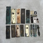 Lot 21 Antique Vtg Escutcheons Door Back Plates Victorian Brass Ornate Salvage. Fixed Price $100.00.
