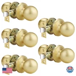Bonpoly 5 Pack Interior Passage Door Knob, Closet Knobs Lock, Satin Bras. Fixed Price $91.07.
