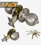 ED03-3 Premier Lock 3-PACK Stainless Single-cylinder Deadbolt Keyed Entry Door. Fixed Price $69.99.
