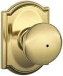 Schlage Camelot Bright Brass Privacy Bed/bath Door Knob F40 Ply 605. Fixed Price $22.21.