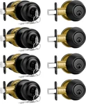 4 Pack Matte Black Door Lock Set Deadbolt And Knob Keyed Alike With Keys. Fixed Price $70.43.