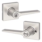 Kwikset Hollis Satin Nickel Keyed Entry Door Lever Featuring Smartkey Security. Fixed Price $24.95.