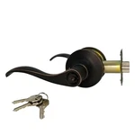 New Door Lever Lock Keyed Cylinder Entry Oil Rubbed Bronze Wave Handle W/ 3 Keys. Fixed Price $14.83.