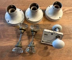 Vintage Salvaged Pieces: Door Knobs & Light Socket Bases - 100+ Yr Old House. Fixed Price $40.00.