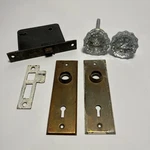 Vintage Antique Door Hardware Crystal Knob & Plate Set Brass Art Deco. Fixed Price $39.99.