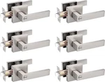 Door Lever Privacy Lock 6 Pack Keyless Handleset Satin Nickel Probrico Square. Fixed Price $151.99.