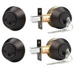 Probrico 2 Pack Oil Rubbed Bronze Double Cylinder Deadbolt Lock, Round Keyed. Fixed Price $37.02.