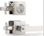 Cielsa Dawn Exterior Door Lock Set With Deadbolt, Satin Nickel. Fixed Price $69.99.