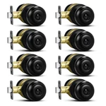 Plustool 8 Pack Matte Black Privacy Door Knobs Lockable Interior Handles. Fixed Price $59.99.