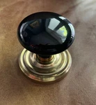 Antique Hardware Classic Rosette Door Knob W/ Black Porcelain & Brass. Fixed Price $21.89.