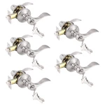 Gobrico 5 Pack Keyed Entry Lever Same Satin Nickel Wave Door Handle Set. Fixed Price $128.00.