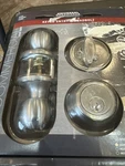 Universal Hardware Keyed Entry Deadbolt Set Satin Chrome Single Cylinder UH40054. Fixed Price $20.00.