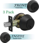 Knobwell 3 Pack Double Keyed Deadbolt Door Lock In Oil Rubbed Bronze. Fixed Price $61.39.