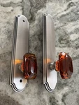Grandeur Arc Tall Plate Vintage Amber Crystal Door Knob Pewter Passage 834087. Fixed Price $229.00.