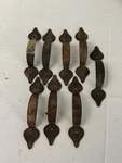 8- Old Style Vintage Colonial Hammered Copper Plated Cabinet Door Pull Handles. Fixed Price $55.00.