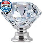 Fensing 20 Pack 30MM Crystal Clear Glass Cabinet Knobs Silver Diamond Dresser Ha. Fixed Price $42.49.