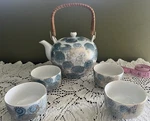 Beautiful Vintage Imperial Japanese Kutani Tea Set. With Woven Bamboo Handle. 5. Fixed Price $60.00.