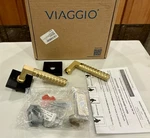 Viaggio Quadrato Rosette Black Privacy W/satin Brass Contempo Rebar Lever. Fixed Price $32.19.