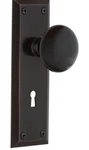 Nostalgic Warehouse New York Plate & Interior Black Porcelain Round Door Knob. Fixed Price $160.00.