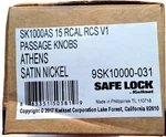 Kwikset Safe Lock Passage Knob Athens Satin Nickel SK1000AS 15 Rcal Rcs V1-NEW. Fixed Price $14.99.