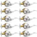 Hasmikit 10 Brushed Nickel Door Handles Pack, Satin Finish. Fixed Price $127.07.