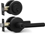 Entry Lever Door Handle Single Cylinder Deadbolt Lock Key Sleek Round. Fixed Price $95.35.