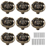 Antique Rose Flower Cabinet Knobs, 8 Pack Vintage Zinc Alloy Drawer Kn.... Fixed Price $20.87.