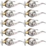 Knobonly 10 Pack Brushed Satin Nickel Door Lever Privacy Handles, Zinc A.... Fixed Price $125.04.