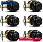 6 Pack Matte Black Privacy Door Knobs With Lock Interior Round Ball Bed Bath. Fixed Price $39.85.