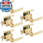 Ehomeware 5 Pack Gold Door Knobs Privacy Lever Brushed Brass Interior. Fixed Price $93.08.