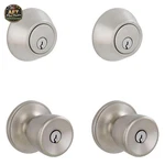 Essentials Schlage Satin Steel Deadbolt & Keyed Knob Twin Pack. Fixed Price $85.99.