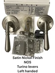 Emtek Turino Door Lever 8100TLHUS15 Satin Nickel Finish Round Rosette Nos. Fixed Price $99.99.