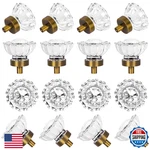 Shiny Handles Round Cabinet Knobs Antique Brass Glass Vintage 16. Fixed Price $81.67.