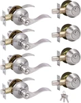 (4 Pack Keyed Alike Front Door Lever Lockset With Single Cylinder Deadbolt Combi. Fixed Price $148.99.