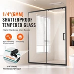 Semi-frameless Shower Door, 57.7-59 X 70 In, Sliding Glass With. Fixed Price $531.99.